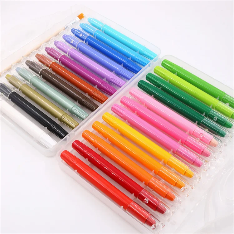 Manufacturer Supplies high quality 24 colors kids color crayon set silky crayons for children