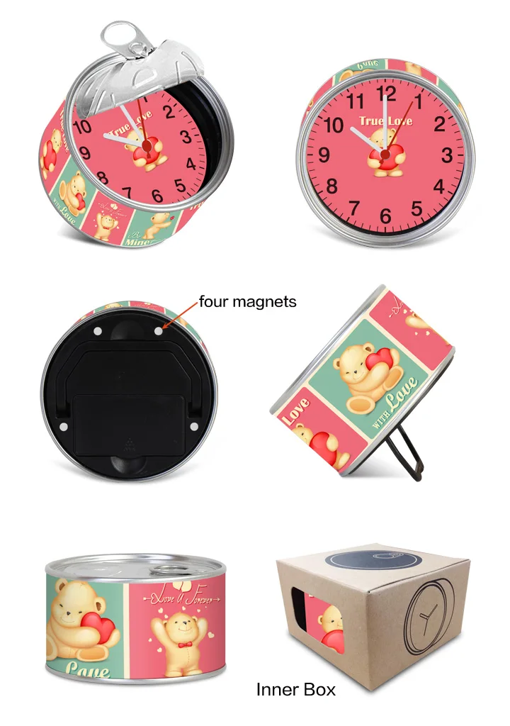 Customized Can Shaped Small Fridge Magnet Clock for Kitchen