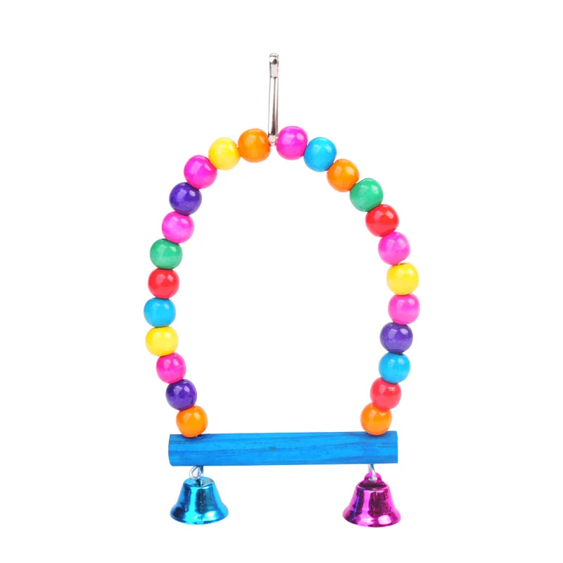 Parrot stand colorful wooden bead arch swing bird cage accessories Parrot toy stand bar climbing ladder bird supplies