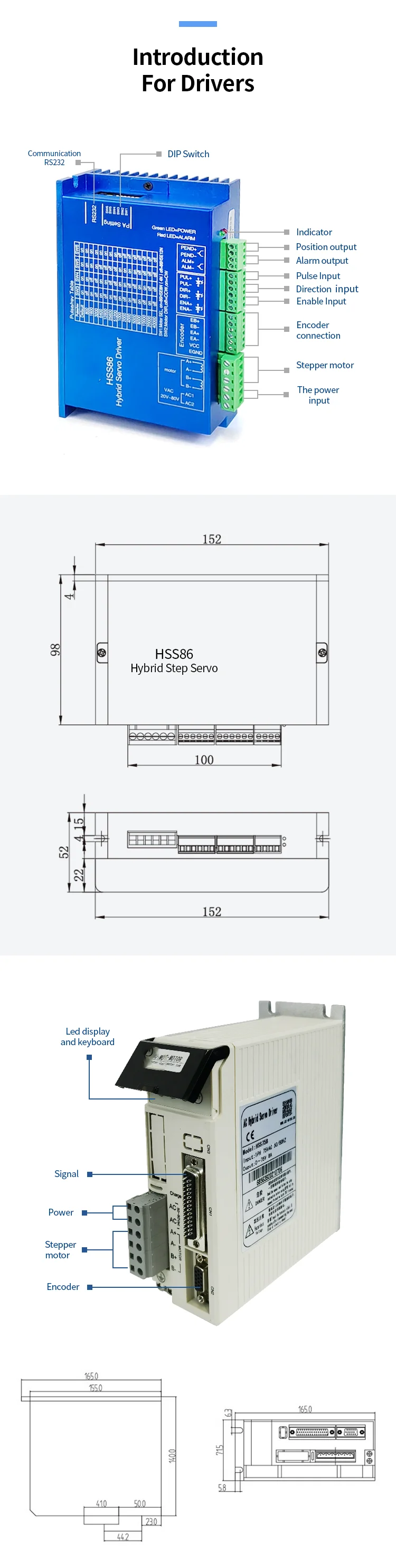 nema34 closed loop stepper motor nema 34 86HSE8N-BC38 and driver HSS86 for cnc router machine