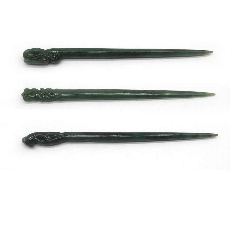High quality China style green jade Hand-carved  hairpin natural jade hairpin