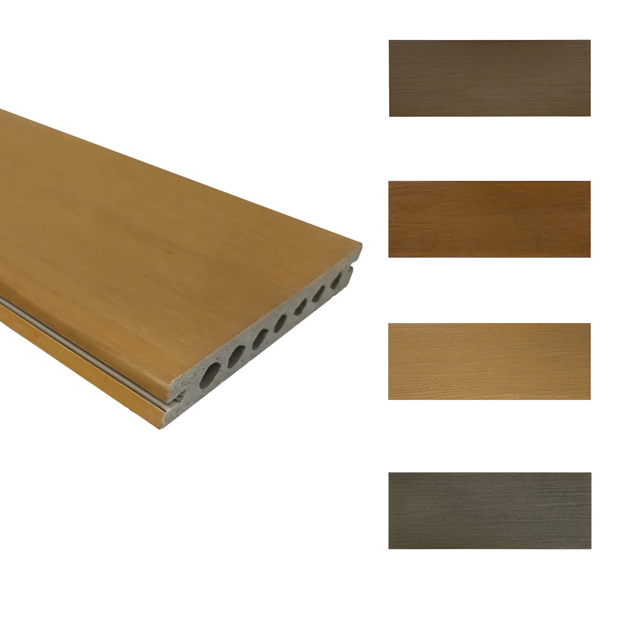 Teak color 140*22 hollow flooring cheap price plastic composite panel outdoor anti-fading anti-rot decking