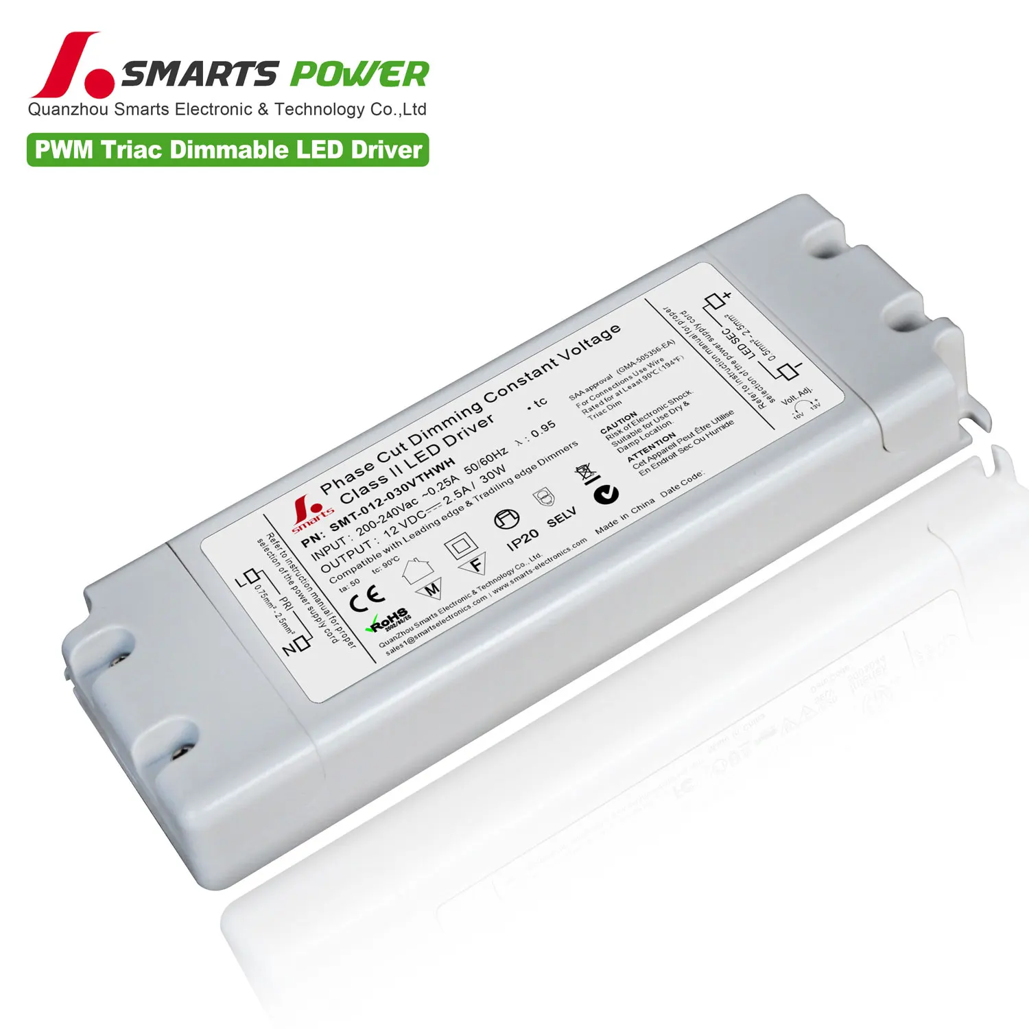 CE ROHS triac dimmable 12v 24v 30w 60w constant voltage led driver