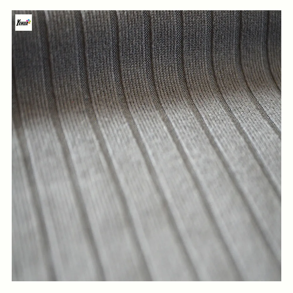 Elastic Customized Plain Dye Skin-Friendly High Stretch Anti Pill Polyester Rib Knit Fabric For Sweater