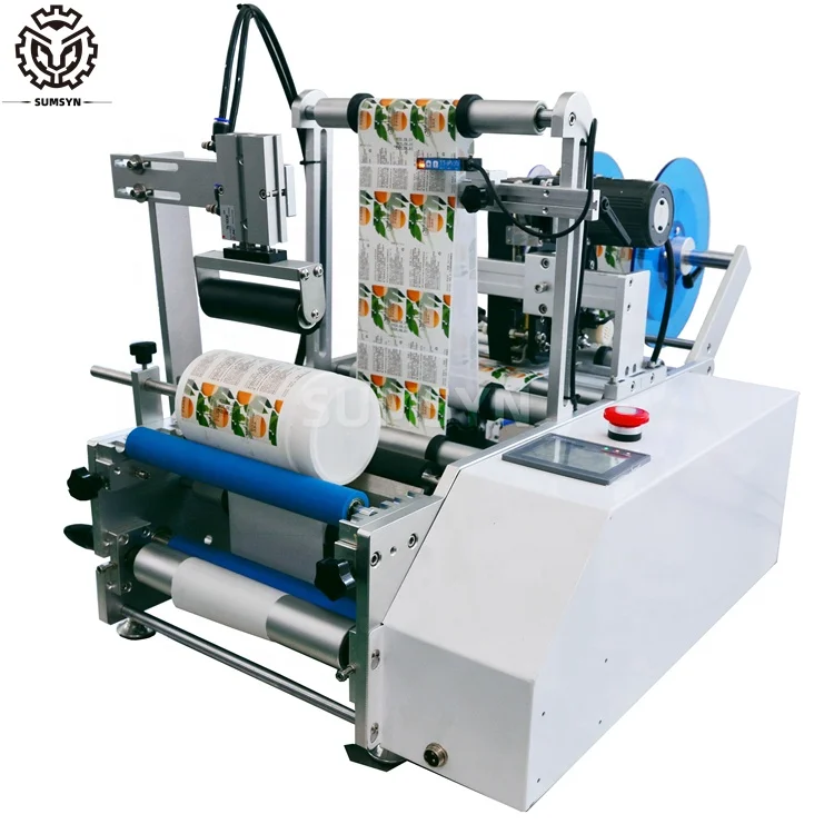 Manual labeling machine round bottle labeling machine for bar code jars cans lip label applicator with date printing