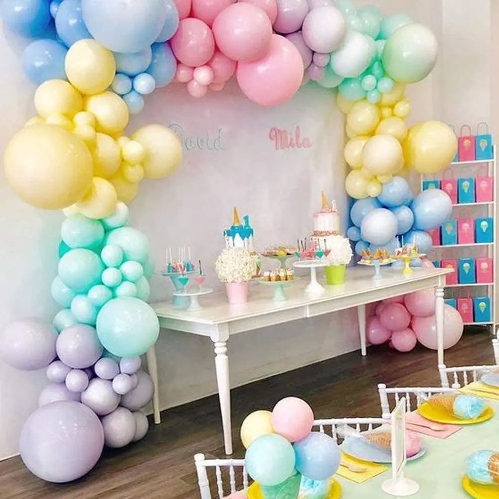 Magical  Rainbow Macaron Balloons Garland Arch Kit for Pastel Baby Shower