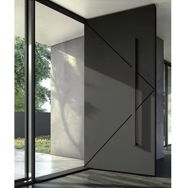 Modern Luxury Entrance Door External Main Bulletproof Casting Security Aluminum Security Door Solid Wood Front Door