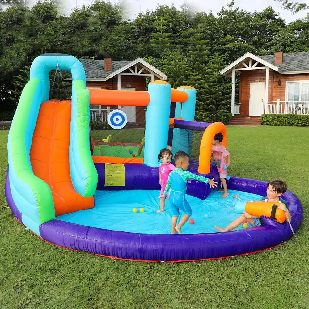 Cheap price extra thick pvc material playhouse trampoline with air blower castle bouncy jump house inflatable bouncer