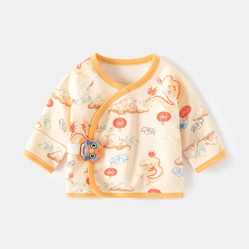 Newborn Baby National Style Tang Suit Monk Clothes Cotton Half-Back Underwear with Plate Buckle Spring Autumn Baby Jacket