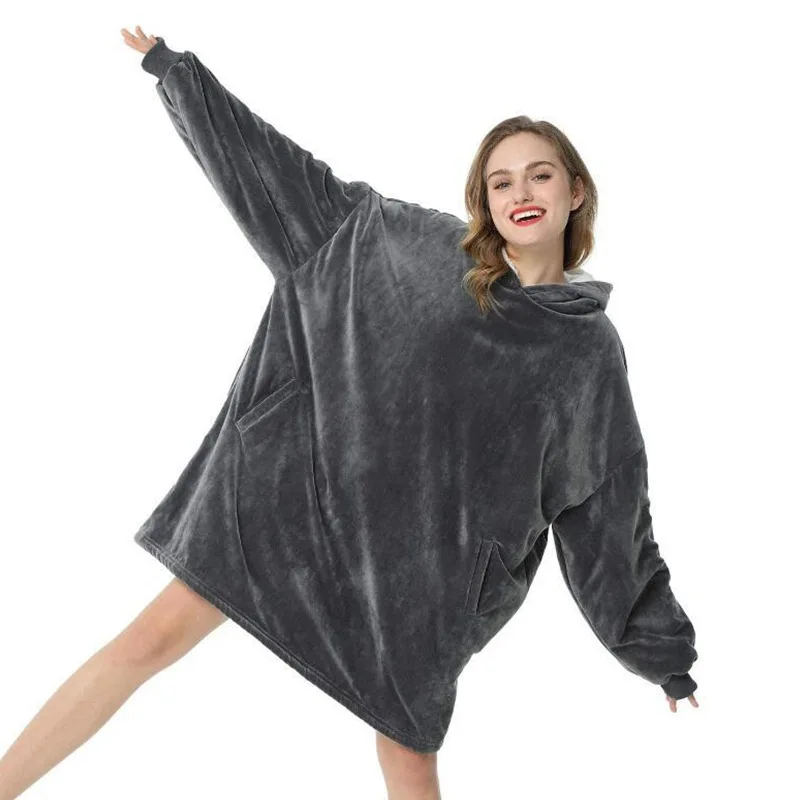 MU Eco friendly hoodie blanket casual TV warm lazy blanket hoodies femmes oversize wearable blanket for sale