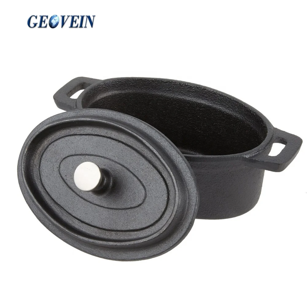 Mini Cast Iron Oval Enamel Pot, Oval Iron Cocotte, Cast Iron Baking Pot