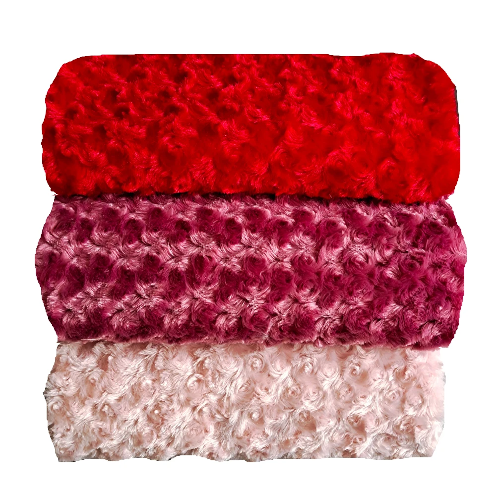 Patterned Fabric and Soft Colorful Plush Toy Fabric for Blanket Embossed Swirl Rose 100% Polyester Fleece Hotel , Home or Pets