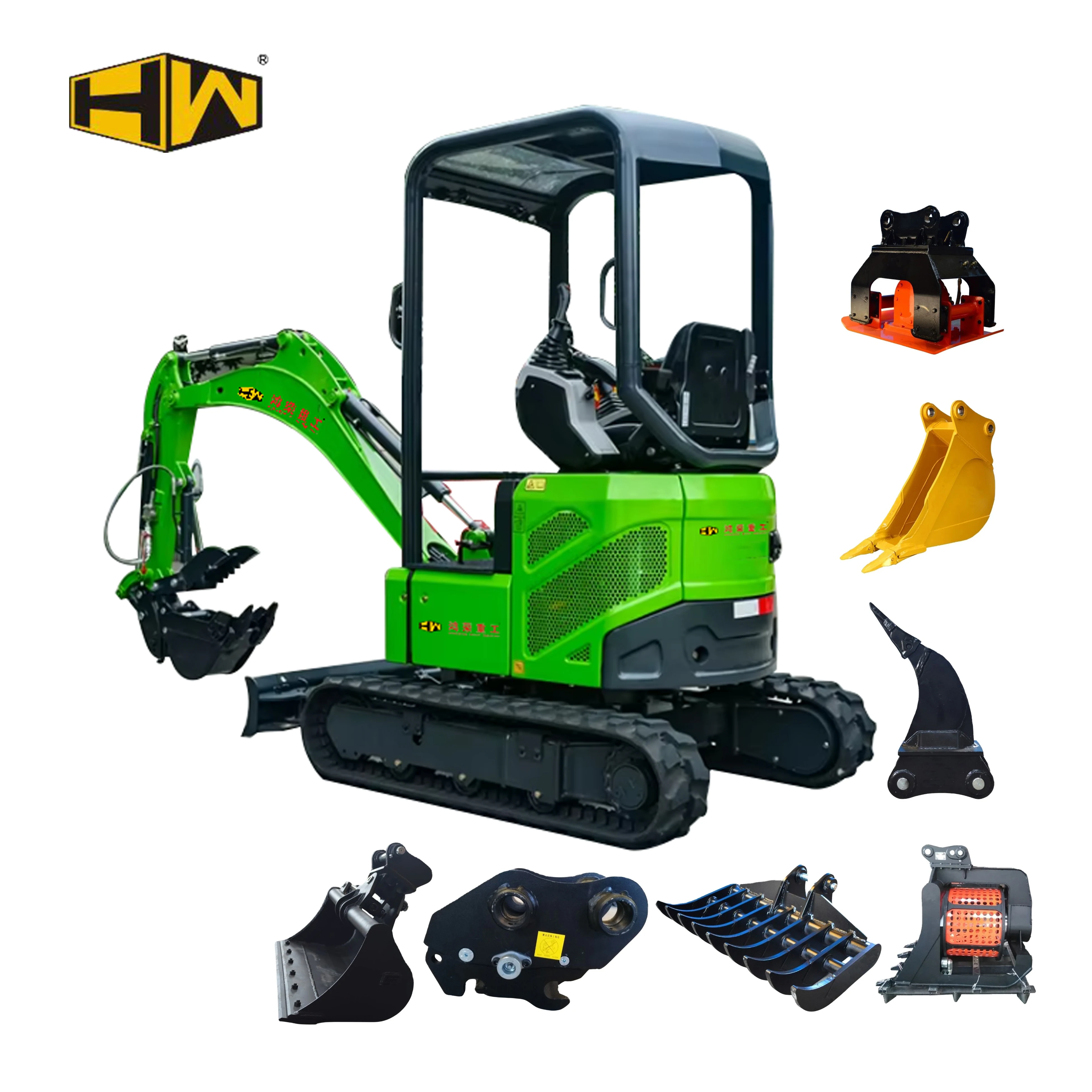 HW Earthmoving Machinery Mini Crawler Tracks Excavator Micro Excavator 1.5 Ton Tractor Excavator Agt Industrial