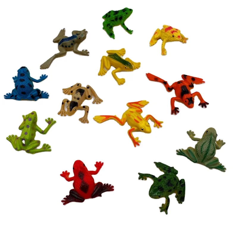 Маленькие красочные игрушки фигурки лягушек забавные разные пластиковые реалистичные модели героев игрушки-животные