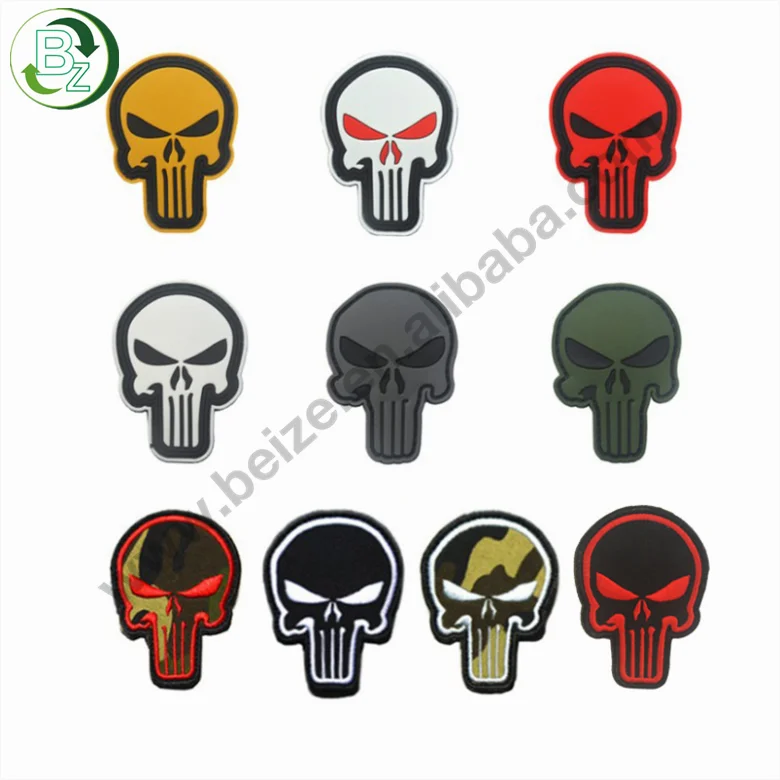 Skull Head PVC Luminous Sticker Customized Personality Punisher Armband Bag Patches