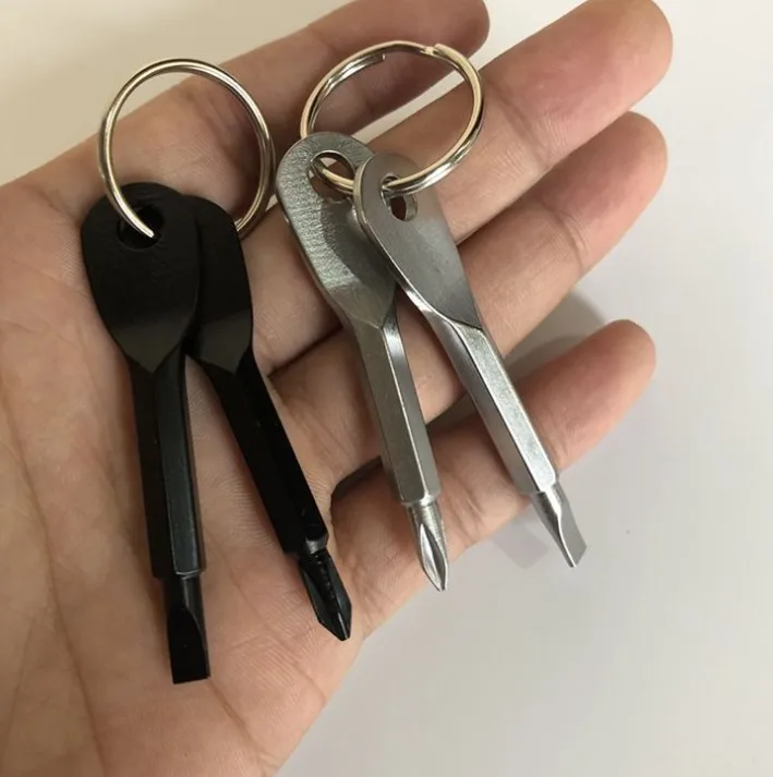 Factory Price Mini Slot Type Screwdriver and Cross Screwdriver Multi-tool Metal Keychain
