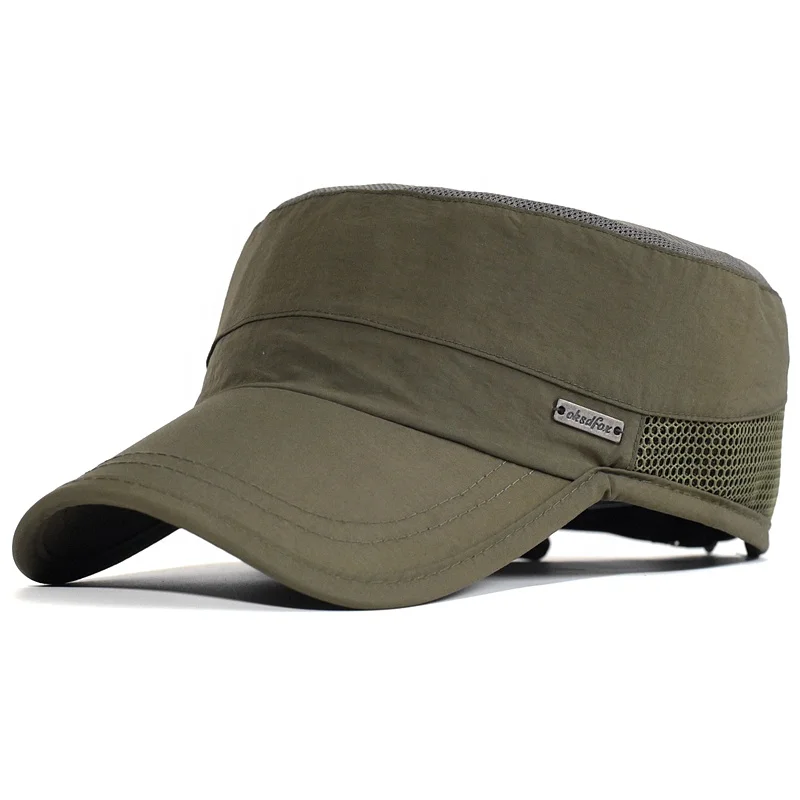 Summer Flat Top Hat Outdoor Breathable Mesh Quick Drying Men Patrol Cadet Cap