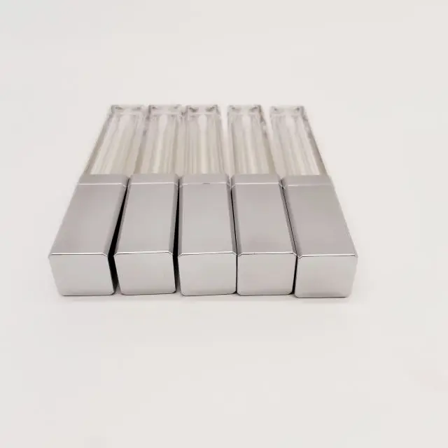 Silver private label 8g empty containers with led light and mirror, 8ml empty lip gloss glitter packaging