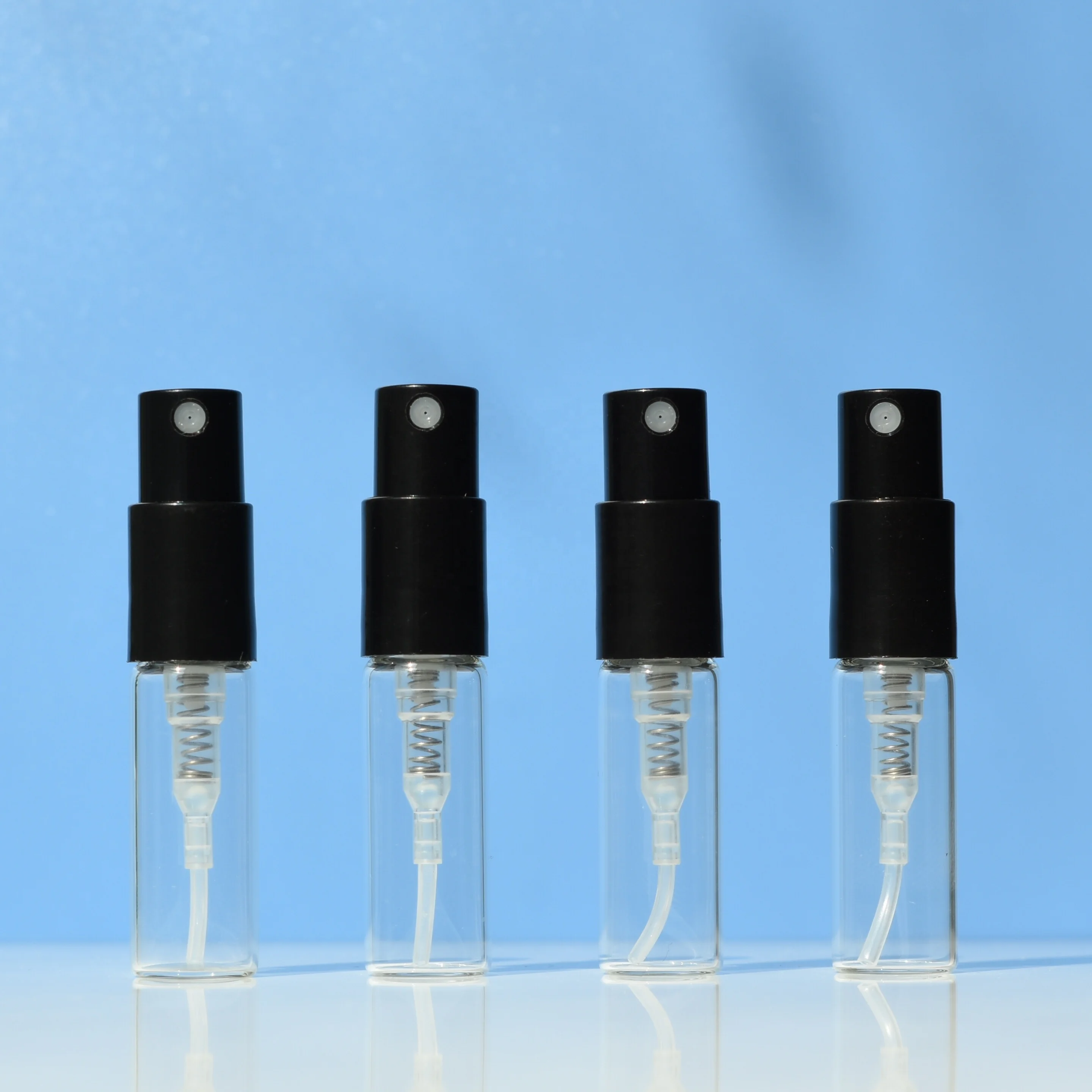 HeLun Factory 2ml 3ml Bayonet Glass Empty Sample Tester Mini Spray Fragrance Perfume Vial Bottles with Sprayer