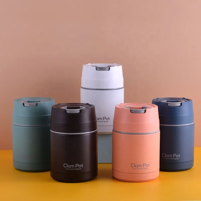 Hot selling custom stainless steel vacuum thermal flask lunch box food jar insulated with spoon