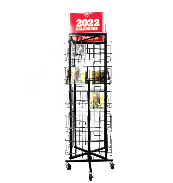 Spinning Book Shop Metal Wire 40 Pocket Book Rack post calendar comic book Brochure magazine greeting card display stand rack