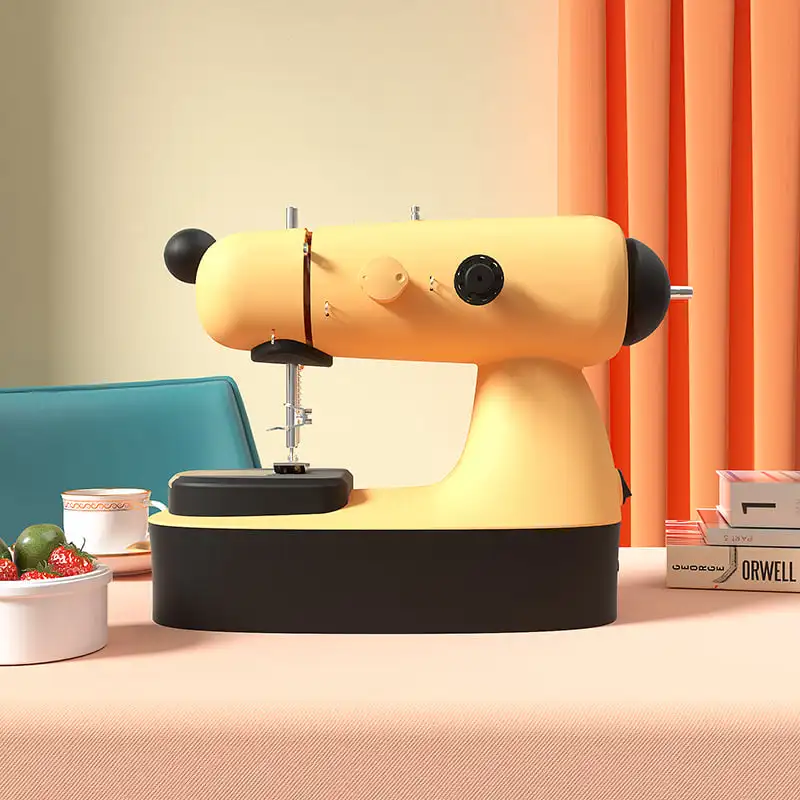 KINGONE JA1-1 Usa Eu Power Adapter Easy Handheld Mini Small Button Girl Sewing Machines with Sewing Table Light for Cloths Pink