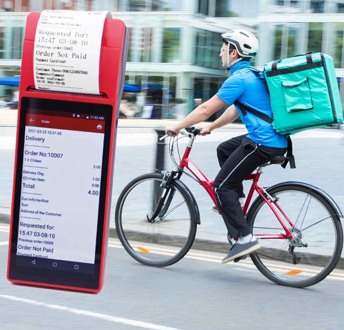 restaurant ticket pos machine  with loud speaker android handheld pos termin thermal printer