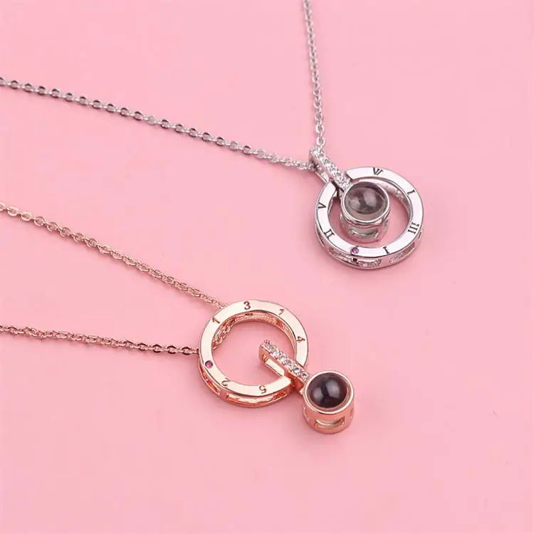 100 Languages I Love You Projection Jewelry Pendant Necklace For Couple Love Memory Projection trendy Necklace