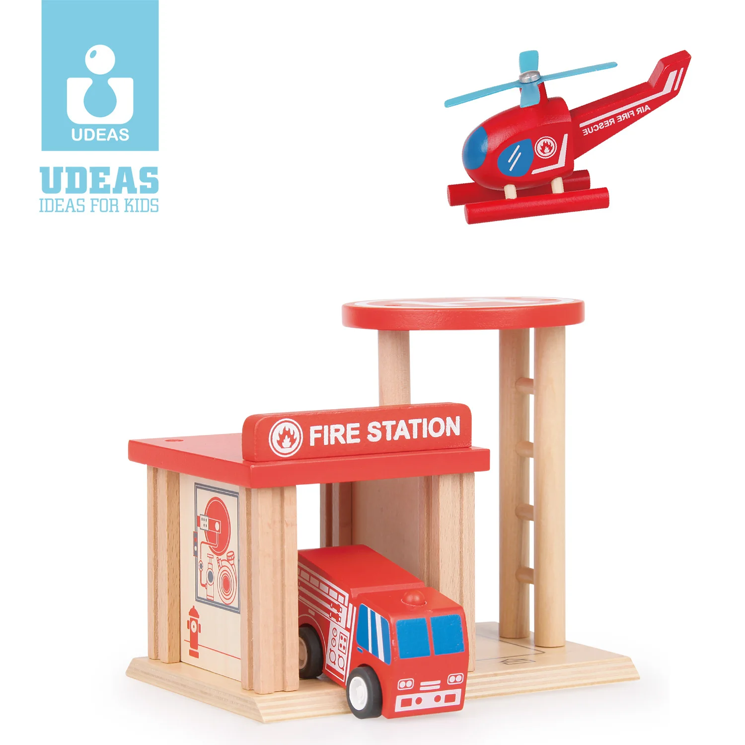 wooden toys Safety building blocks sets  wooden toy fire station