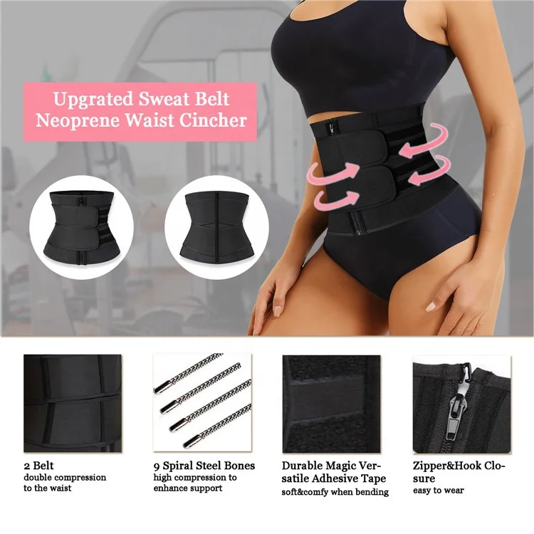 
Wholesale Private Label Custom Logo Double Strap Shaper Neoprene Belt Slimming Women Waist Trainer 