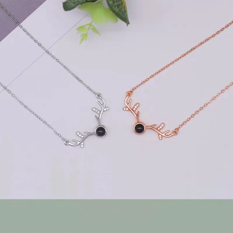 One hundred languages Silver 925 necklace best-selling antler projection necklace