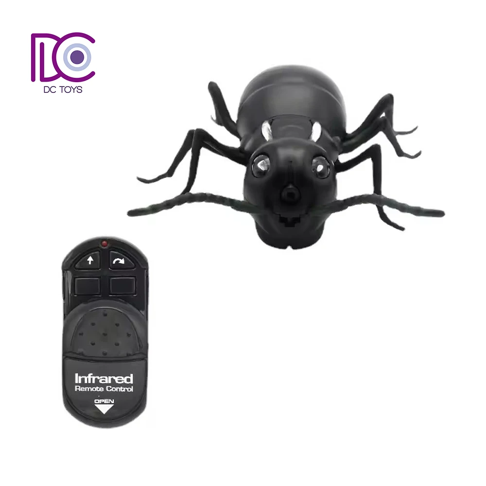 DC Black scary crawling toys remote control simulated animal model RC spider for kids