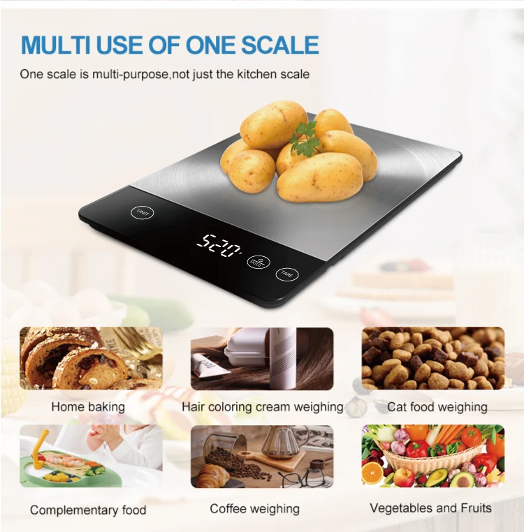 High Quality Led Display stainless steel Electronic Balance Digital Food Scale Kitchen Weight Scale