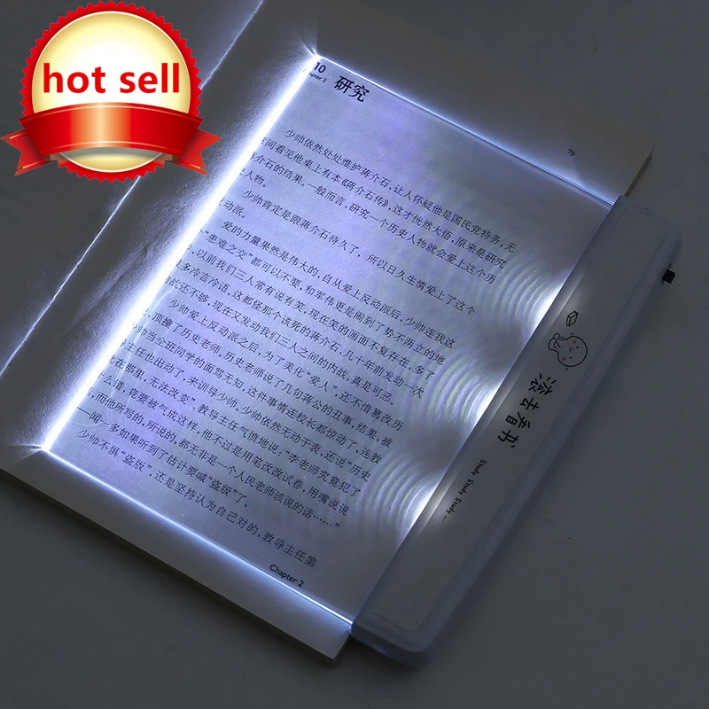
Battery-powered flat LED book light with adjustable brightness is suitable for children reading in bed at night 