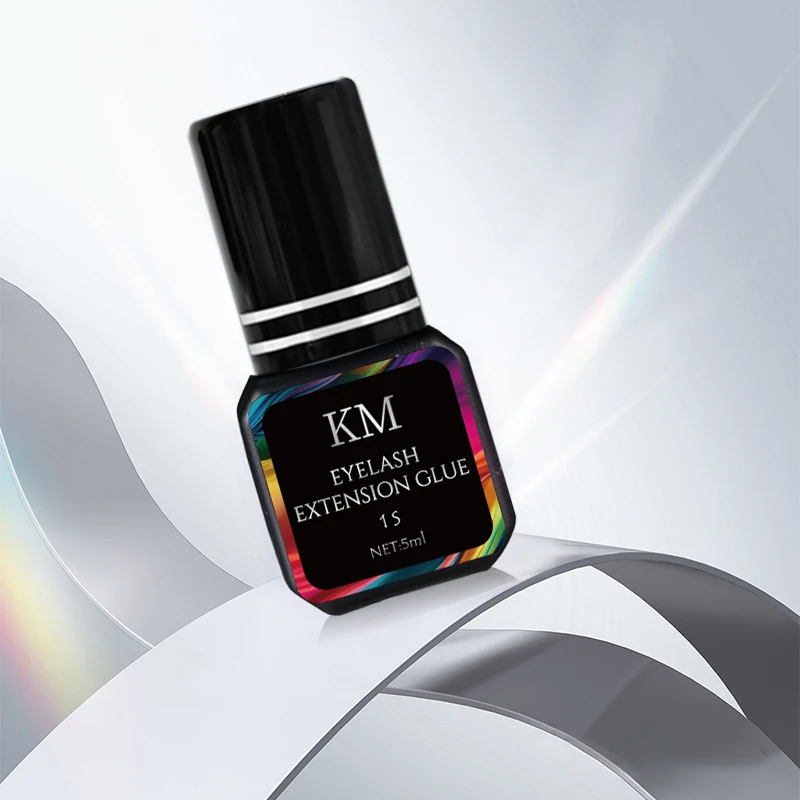 KM Pmma Free 1s Fast Dry 5ml Eyelash Glue Black Waterproof Long Lasting Eye Lash Custom Logo