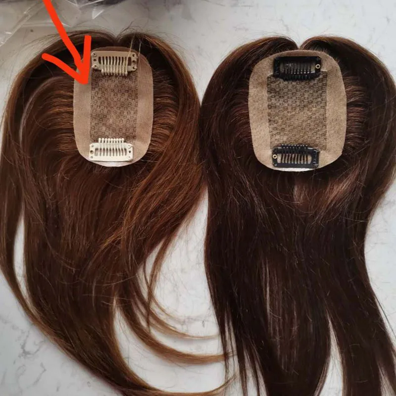 Super Quality 6x9cm Silk Base Topper Hairpiece Virgin Clip In Hair Topper for Thinning Hair Womens Cheap Human Hair Toupee