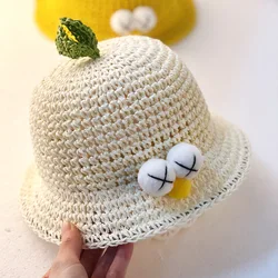 Cute Kids Boy SunHat Straw Bucket Hat Summer Hat
