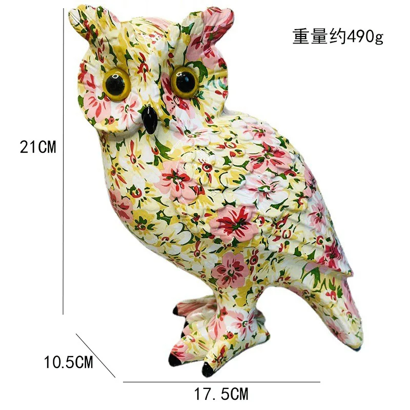 printing owl Animal Resin Statue  living room home decor Resin graffiti Animal owl Standing figure Craft