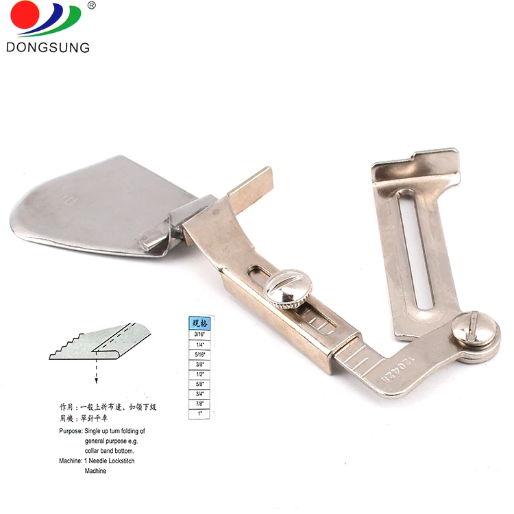 Sewing machine binder single up turn folder for folding of collar band bottom DA YU 226