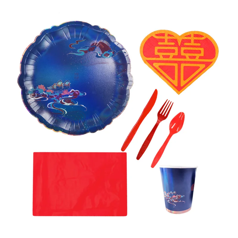 Partybus Wholesale Traditional Disposable Tableware Supplies Set Production New Luxury  Supplies Wedding Wholesale
