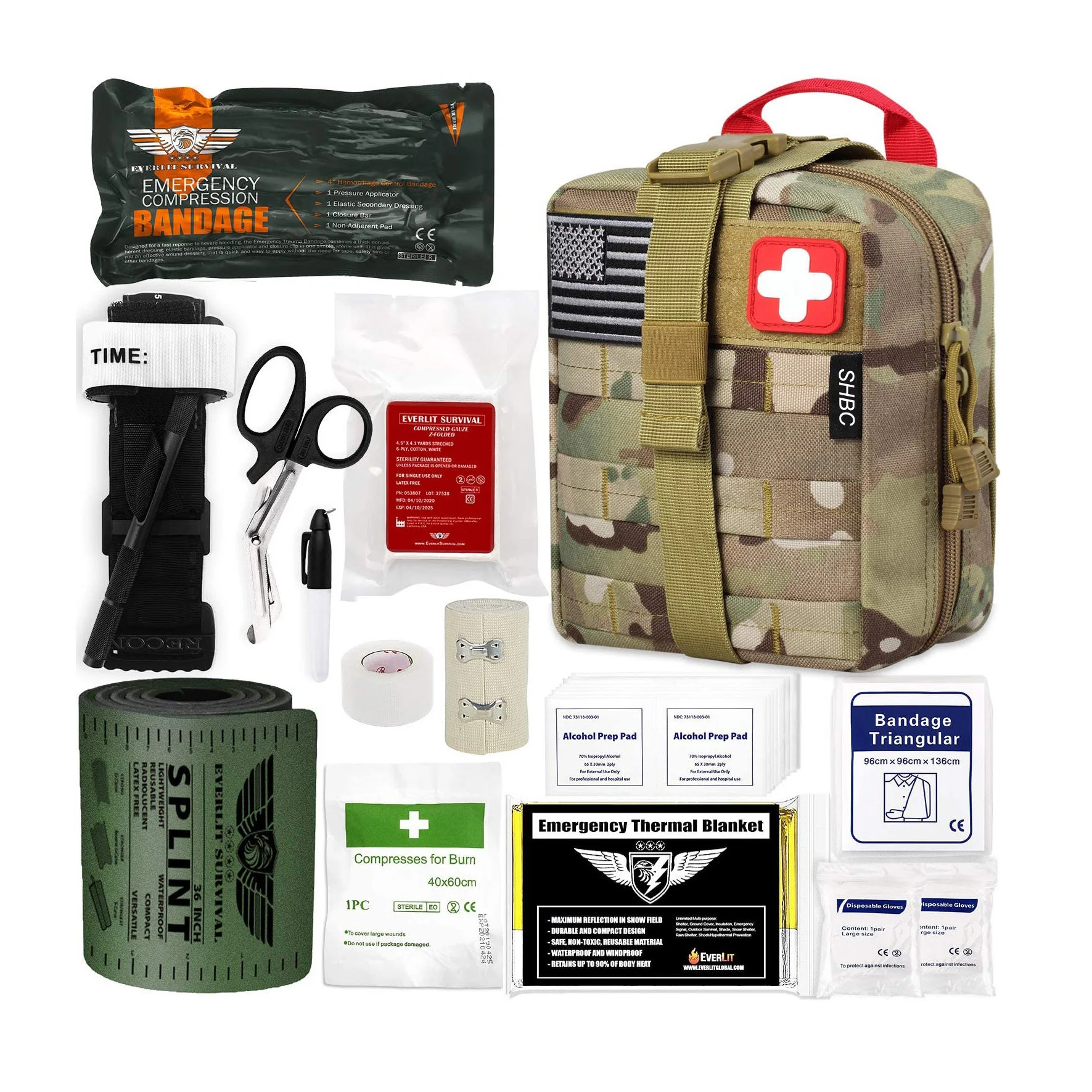 Multi-Purpose Individual IFAK Medical Kit Pouch Emergency Trauma Kit SOS for Wilderness, Trip, Cars, Hiking, Camping,