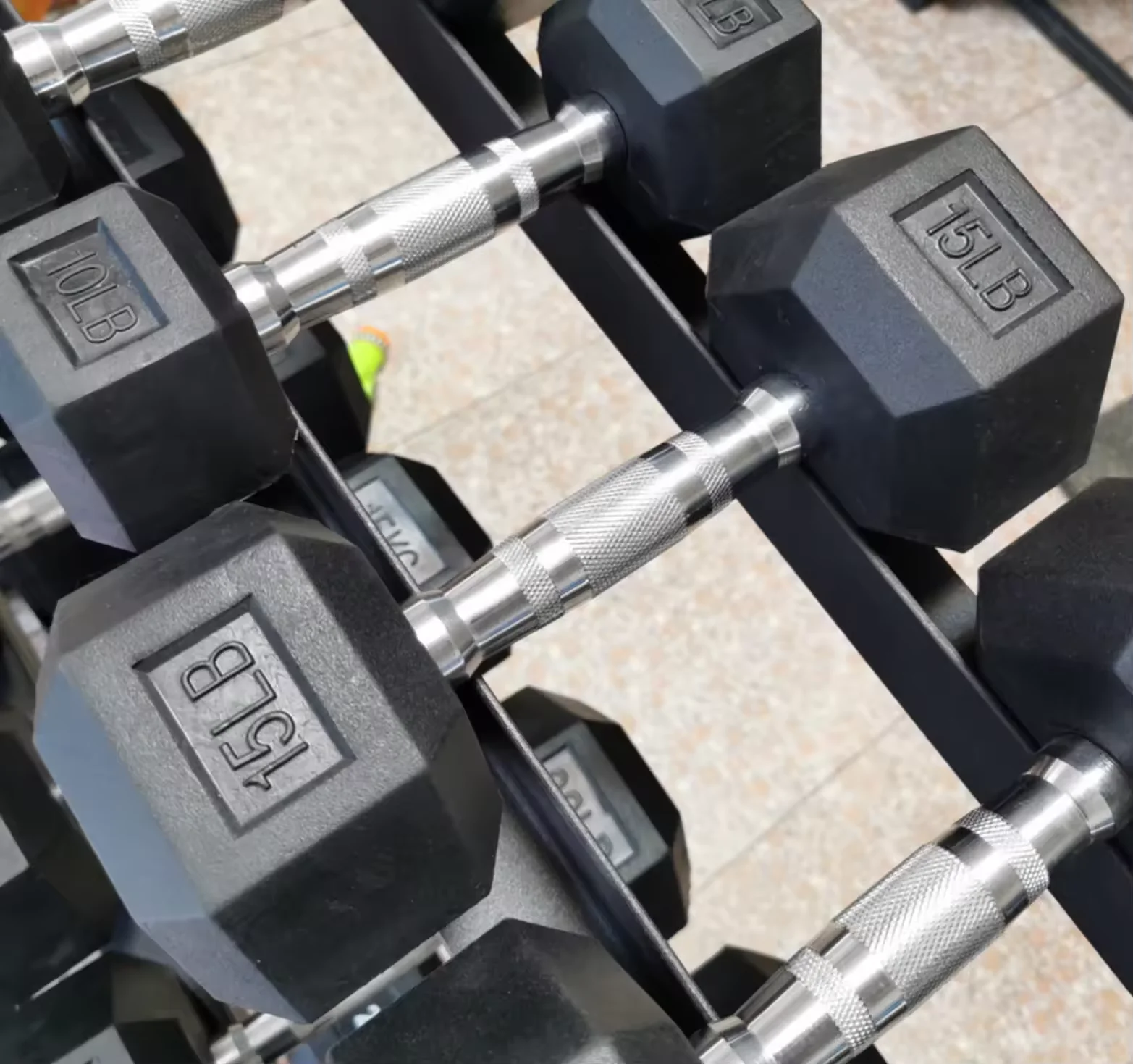 Fitness Equipment Gym Dumbbells Home Rubber Coated 5 Pound Weight Lifting Black Free Weights Hexagonal Dumbell Dumbells set