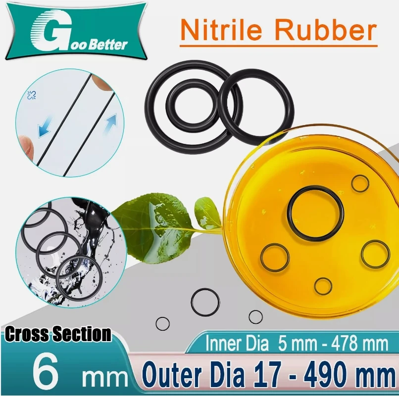 Metric Nitrile Rubber O Rings Seals 6mm Cross Section 17-490mm OD O-Ring Sealing