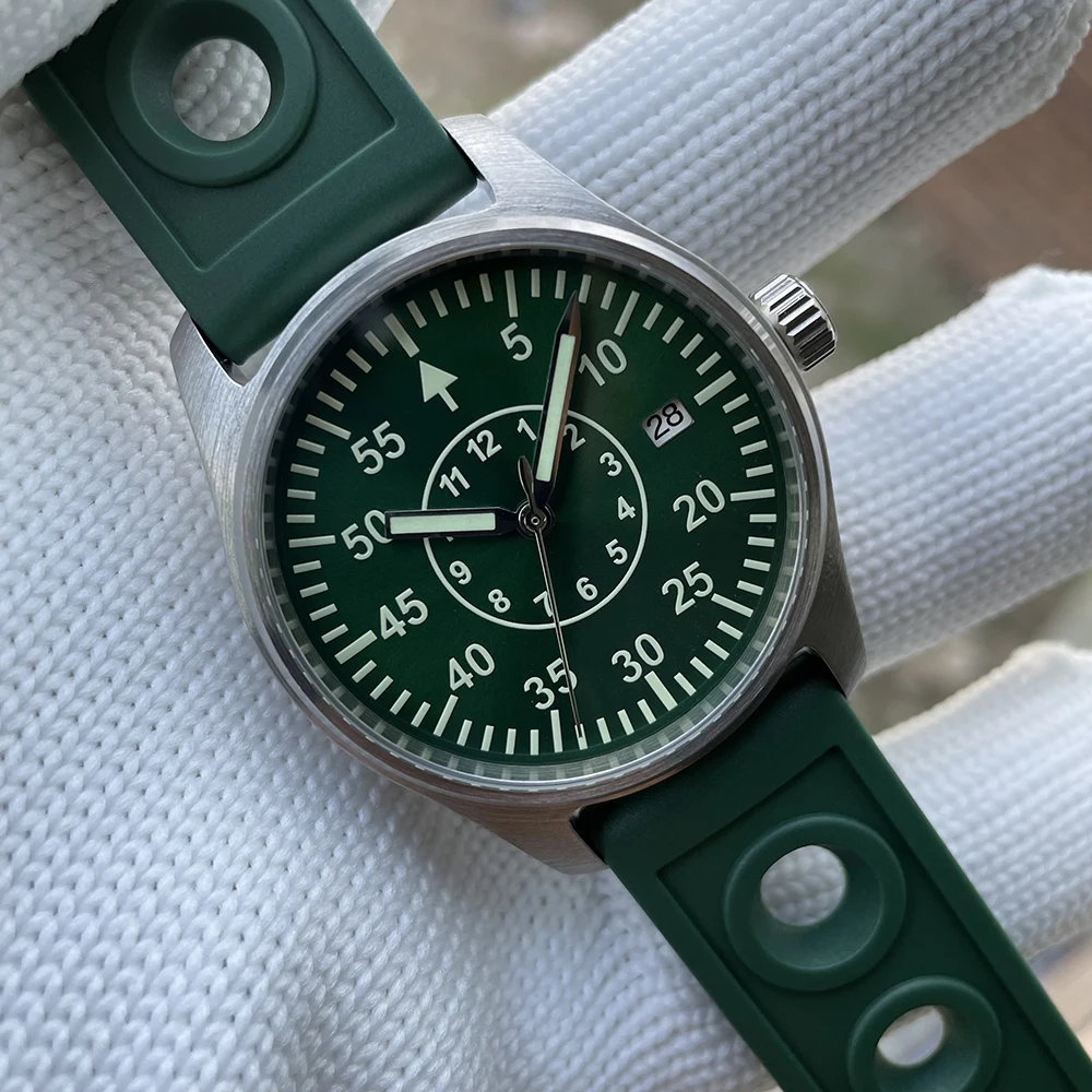 Часы STEELDIVE SD1940T Мужские Наручные с сапфировым стеклом, 39 мм, зеленый циферблат C3, светящиеся на 200 м, водонепроницаемые NH35 с автоматическим механизмом