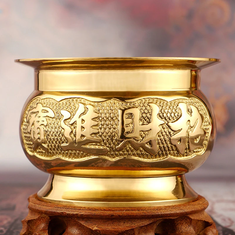 Buddha utensils household lucky brass incense burner indoor worship Guanyin God of wealth ritual Buddha burning incense burner