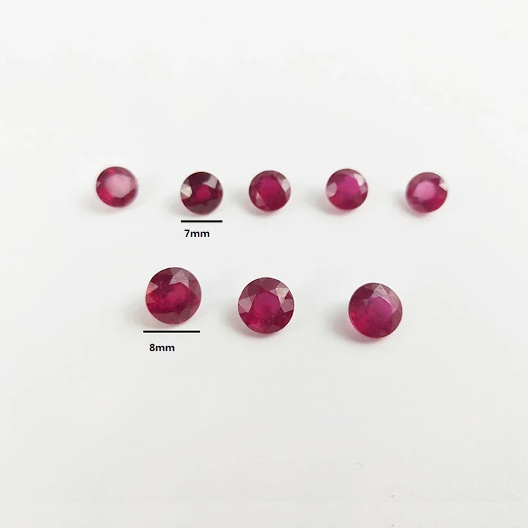 SGARIT Wholesale Jewelry 7mm 8mm Round Brilliant Cut Natural Ruby Loose Gemstone For Custom Jewelry Ruby Facet Beads