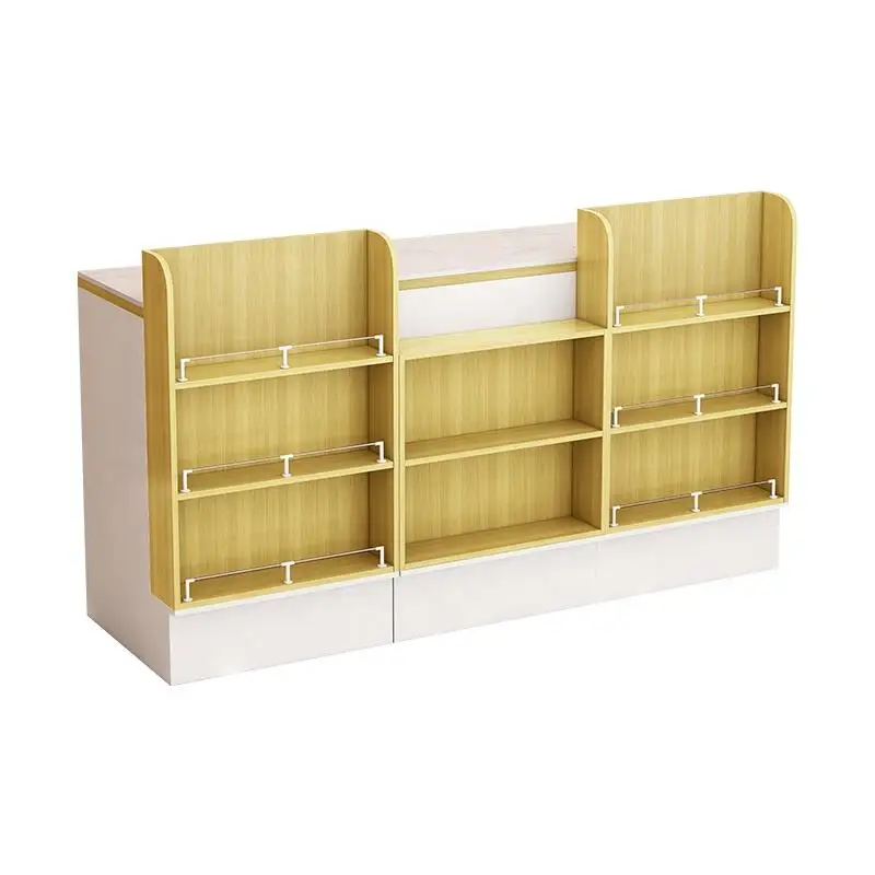 Supermarket cash counter store design Supermarket Cash Register wood style grocery Shop Counter Table
