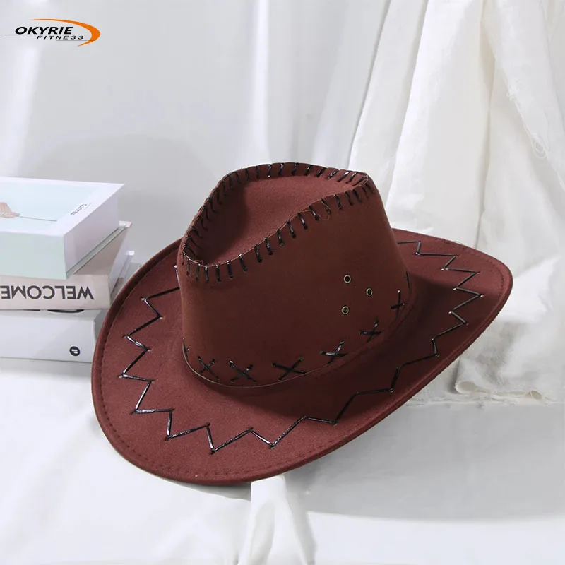 Ковбойская Кепка OKyRie из кожи в Западном и американском стиле, мужская Ковбойская шапка для верховой езды, летняя зимняя меховая Ковбойская шапка