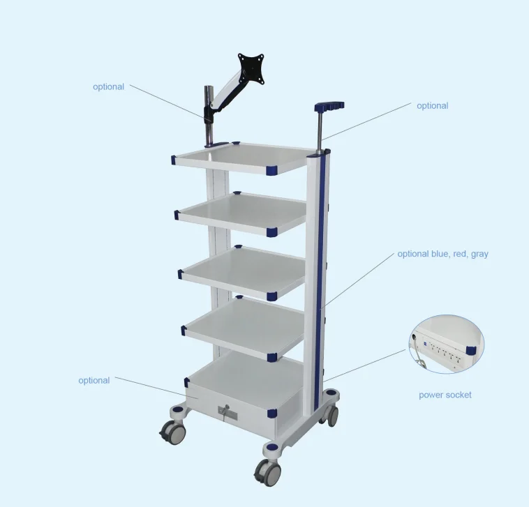 Multiple model multifunctional endoscope cart mobile medical endoscope trolley for operating room