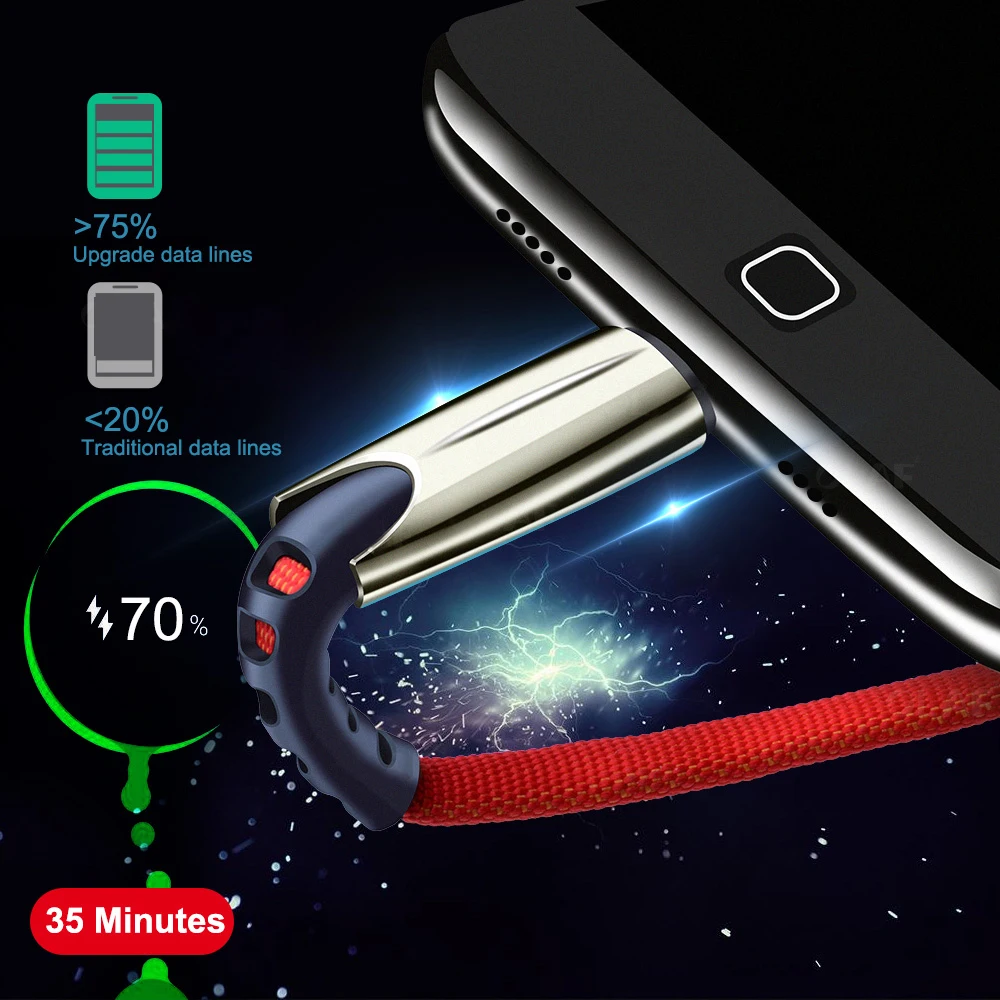  1M 2M 3m USB кабель с разъемом Micro Type-C 3A из цинкового сплава для быстрой зарядки Xiaomi Android мобильный телефон передачи данных Samsung карта памяти зарядное